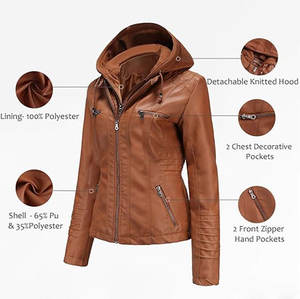 Veste en cuir de moto de conception personnalisée OEM pour les femmes Couleur personnalisée 100% Veste en cuir pour femmes Vestes en cuir minces personnalisées - Product Image 4