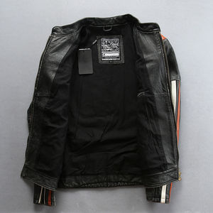 Top haute qualité 2024 Unique hommes chemise brodée de haute qualité véritable veste en cuir de vachette véritable vente en gros - Product Image 2