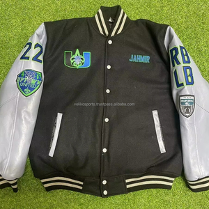 Men's <b>Top</b>-Selling Autumn Winter Varsity Jacket High Quality <b>Woolen</b> Breathable Leather Sleeves Quilted Embroidery Patches for - Product Image 1