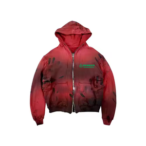 100% coton impression personnalisée sweats à capuche meilleure qualité sweats à capuche zippés hommes lavage à l'acide personnalisé bouffée impression sweat à capuche zippé homme sweats - Product Image 1