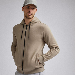 Sudadera con capucha y cremallera transpirable para hombre, diseño personalizado básico, mezcla de algodón, sudaderas con cremallera para hombre a la venta - Product Image 3