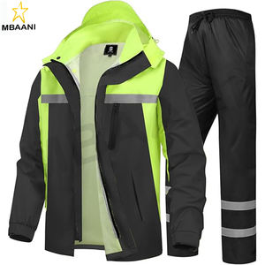 Combinaison de pluie pour homme, veste et pantalon de travail haute visibilité réfléchissants pour tous les sports, la ferme, la pêche, la moto - Product Image 1