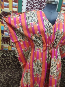 Indian Cotton <b>Kaftan</b> with Tiger Print Hippie Style Maxi Dress for Women <b>Plus</b> <b>Size</b> Tunic Natural Waistline Party Wear Outfit - Product Image 3