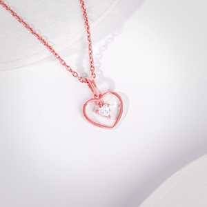 Cadena con Colgante de Oro Rosa de 18K para tu Amor, Joyería Clásica y Moderna con Circonita, Diamante, Perla como Piedras Principales y Baño de Rodio - Product Image 1