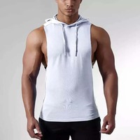 Camiseta Deportiva de Culturismo con Bordado 3D, Top Formal de Punto con Cuello Redondo, Corte Musculoso, Sin Mangas, con Capucha, de Spandex