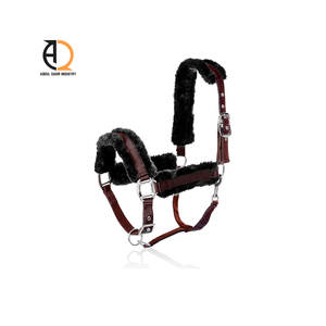 Licol en cuir de selle pour cheval avec boucle en laiton et accessoire en nylon pour cheval - Product Image 6
