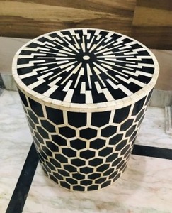 Tabouret de table moderne fait à la main avec incrustation d'os et tambour polyvalent pour la chambre à coucher, la maison, l'hôtel, le bureau et le jardin. - Product Image 6