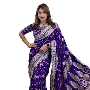 ชุดส่าหรีผ้าไหมเนื้อนุ่มบริสุทธิ์จากนักออกแบบชาวอินเดีย - Product Image 1