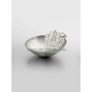 Bol de service jetable en aluminium plaqué or avec motifs de feuilles bols à fruits et à dessert pour la fête, le mariage et la table de villégiature décor de luxe - Product Image 2