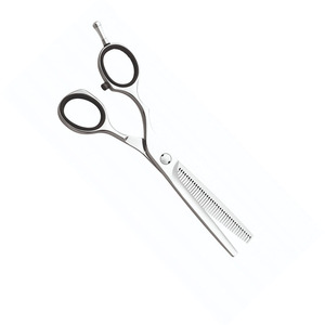 Ciseaux amincissants de cheveux de barbier de couleur argentée Dents personnalisées Ciseaux de salon de coiffure de barbier Ciseaux de salon de coiffure avec anneau en caoutchouc - Product Image 4