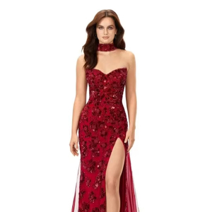 Robe rouge moderne Robe de club décontractée sans manches pour adultes Spandex pour la fête Robe de soirée Robe de boîte de nuit pour la fête - Product Image 1