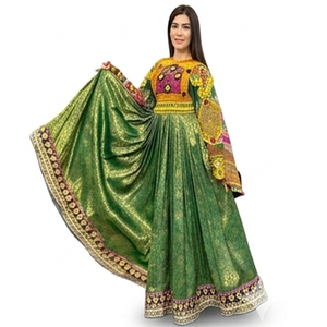 Vestidos de Fiesta para Niñas al por Mayor, OEM ODM, Estilo Pathani Salwar Kameez Tribal Kuchi, con Encaje Estampado, para Eventos al Aire Libre, Vestido Pashtun Afgano Kuchi - Product Image 2
