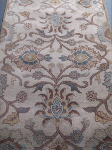 Alfombra de Lana Kasen Hecha a Mano con Diseño Moderno de Insignia Dorada, 100% Lana, 2.3x12 Pulgadas, Tamaño Personalizado, Antideslizante, Lavable, para el Hogar - Product Image 2