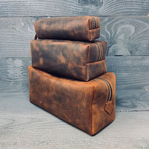 Kits doubles pour hommes Sac de rasage étanche Nouvelle mode Logo personnalisé Poignée en cuir Fermeture à glissière de bonne qualité - Product Image 2