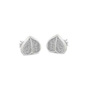 NOVAMART Fine Zarkan Minimalist <b>Silver</b> <b>Earrings</b> Double Drop <b>Heart</b> Style Religious Charm Jewelry for Gifts Made From Platinum Who - Product Image 4