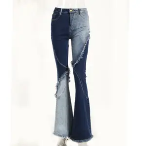 Calça jeans feminina 2024 nova de alta qualidade jeans skinny para senhoras duas cores calças de cintura alta rasgadas moda menina jeans largos