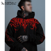 Hoodie Pria Kasual Warna Hitam Terlaris dengan Desain Sendiri, Bahan Katun 100% Ramah Lingkungan dan Bernapas, Efek Acid Wash