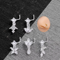 Perhiasan Tubuh Xinfocus, Anting Hidung Gantung dari Baja Anti Karat, Perhiasan Tindik Hidung Bentuk L, Perhiasan Tubuh Fashion untuk Wanita dan Pria