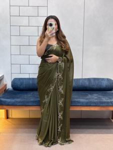 Sari suave puro recién lanzado con borde de corte de trabajo de diamante perfecto para todas las ocasiones - Product Image 2