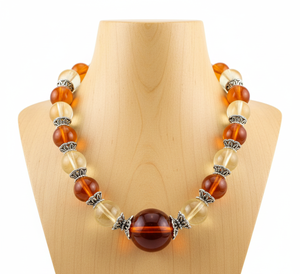 Rudra Gems 18-Inch Hand Knotted Natural Stone <b>Beaded</b> Necklace Tibetan Silver 14K Gold Plated Geometric Design Trendy Stylish - Product Image 5