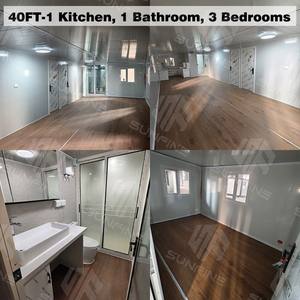 Maison préfabriquée moderne et robuste, hôtel modulaire de luxe, maison conteneur préfabriquée de 40 pieds, maisons à 4 chambres avec <span class=keywords><strong>garage</strong></span> - Product Image 3