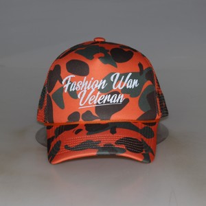 Personnalisé 5 panneaux non structuré Woodland Camo mousse corde maille casquettes arrière impression personnelle sport casquette de camionneur Snapback caractéristique point - Product Image 4