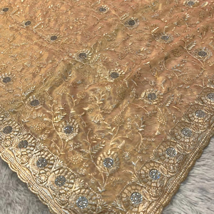 Saree de créateur en georgette 60gm avec cutwork Zari, cristaux argentés lourds et chemisier brodé spécial fête d'hiver - Product Image 1