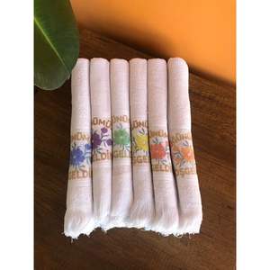 Serviettes de cuisine Bella Home 40x70 à motifs floraux, lot de 12, franges, 1100 g, imprimées et brodées, en polaire corail et lin - Product Image 3