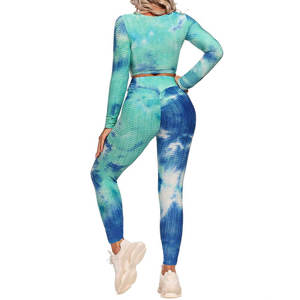 High Support Tie Dye <b>Legging</b> <b>and</b> Crop <b>Top</b> Women Quick Dry Active Stretch Workout Clothing 2 Piece Suit Women Gym Fitness Set - Product Image 6