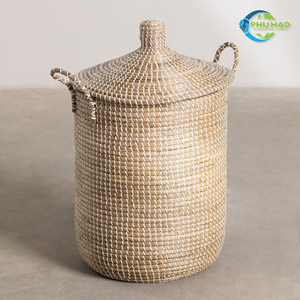 Cesta de lavandería de hierba marina hecha a mano vietnamita, organizador de lavandería ecológico y duradero con personalización de buen precio - Product Image 5