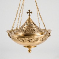 Brûleur d'encens à charbon de bois antique ChristFume encensoir en laiton fabriqué à la main pour la messe et les offrandes spirituelles