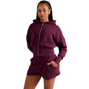 Sudaderas Cortas de Invierno para Mujer al por Mayor, ODM, Color Sólido, Cierre de Cremallera, Manga Larga, Logotipo Frontal Personalizado, Ropa Casual a la Moda - Product Image 4