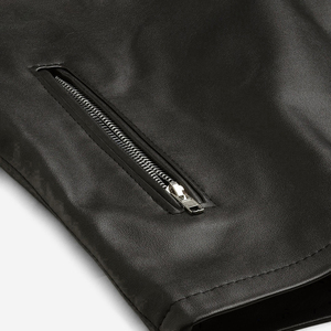 Chaqueta ligera para hombre con apariencia de cuero moderno, chaqueta informal para uso diario con cuero liso, chaqueta de moda casual - Product Image 5