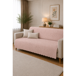 Funda de Sofá Mini Rosa con Diseño de Azulejos Tejidos y Elegante Estilo de Puntos - Product Image 1
