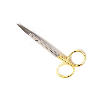 Tijeras de goma de hoja curva de medio oro universal-Tijeras quirúrgicas dentales manuales alemanas de acero inoxidable - Product Image 1