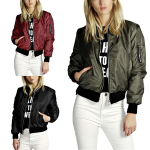 Chaqueta Bomber de Invierno para Mujer, Personalizada y Profesional, Último Diseño, Color Sólido, Elegante, Satinada, de Secado Rápido, Resistente al Viento, con Bolsillos con Cremallera - Product Image 5