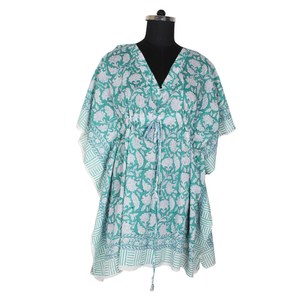 Bloc imprimé sans manches Maxi coton indien Maxi robes pour femmes KFCS071 coton été Maxi robe 100% organique porter concepteur - Product Image 5