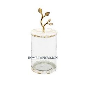 Diseño de perilla de hierro metálico, tapa chapada en oro y base, botes para especias, bote de almacenamiento de cocina de tamaño mediano hecho a mano de la mejor calidad - Product Image 2