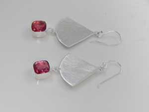 Elegant Silver Plated Brass Handmade Certified Dangle Hook <b>Earrings</b> Natural <b>Tourmaline</b> Quartz Gemstones Minimalist Design - Product Image 2