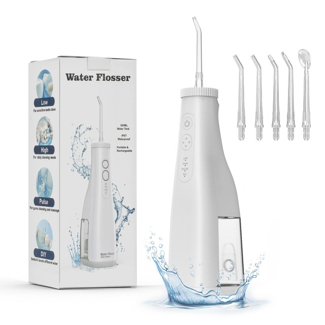 Rechargeable Water Flosser with 3 Modes 300ml Tank Capacity, and 120 Seconds Timer for Thorough Teeth Cleaning and Fresh Breath