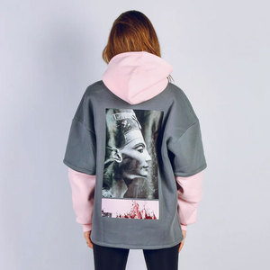 Sweat à capuche pour femme en coton mélangé, coupe classique, couleur unie, manches doubles, vêtements décontractés pour femme, sweat à capuche à manches longues - Product Image 2