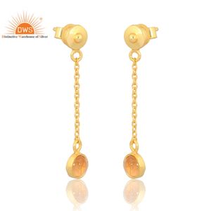 มหากาพย์ดู925สเตอร์ลิงเงินธรรมชาติอัญมณีซิทรีน18K ชุบทอง18K ต่างหูตุ้งติ้งสำหรับงานปาร์ตี้ผู้ผลิตเครื่องประดับที่ดี - Product Image 1