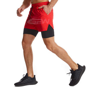Shorts de sport 2 en 1 pour hommes, shorts d'entraînement athlétique avec tissu respirant, couche intérieure et extérieure de compression - Product Image 3
