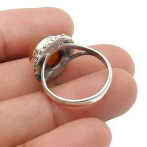 Pierre précieuse de cornaline naturelle de qualité supérieure Bague de forme ronde en argent sterling 925 Conception personnalisée Fabricant de bijoux Inde - Product Image 5