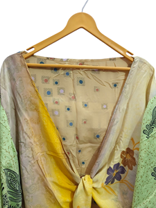 Camisa corta para mujer y Niña Ropa de Casa Sari corto Corbata de seda Top Manga larga Regalo para su bata corta - Product Image 2