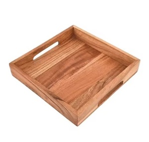 Bandeja de servicio de madera de primera calidad con asas ideal para uso doméstico, hotel o restaurante, disponible al precio más bajo - Product Image 4