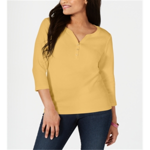 Maglietta in Cotone Lavorato a Maglia per Donna Karen Scott, Stile Semplice e alla Moda, Colore Marrone - Disponibile nelle Taglie Petite e Medium - Product Image 1