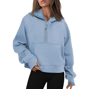Sweatshirts à capuche zippés pour femmes, vestes de sport en polaire, sweat-shirts décontractés à manches longues avec trous pour les pouces - Product Image 2