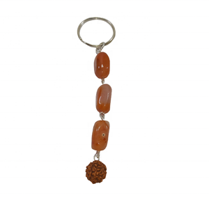 Pierre naturelle rouge cornaline Cube quartz Rudraksha porte-clés guérison pierre précieuse cristal porte-clés guérison grossiste - Product Image 4