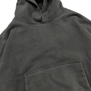 Sweat-shirts décontractés à capuche noirs surdimensionnés pour hommes, nouvelle arrivée personnalisée, streetwear, poche avant, lavés, amples, unis - Product Image 2